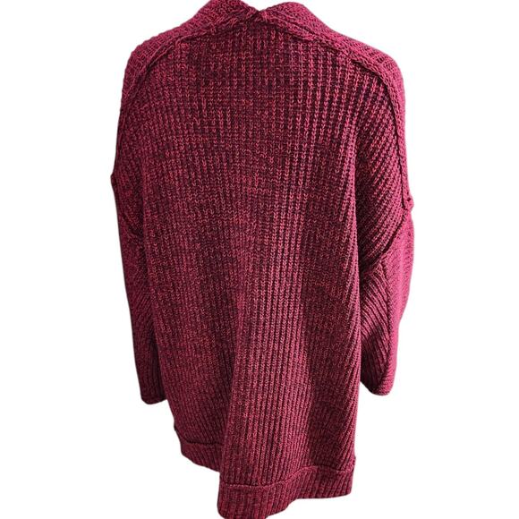 Free People Womens Open Front Long Sleeves Chunky Knit High Hopes Cardigan Red M - Picture 11 of 11